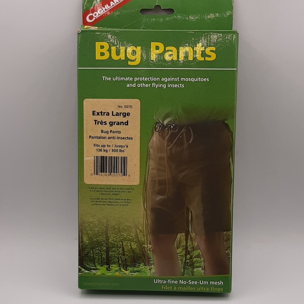 Coghlan's Bug Pants Extra Large Fits up to 300 lbs Ultra Fine No-See-Um Mesh